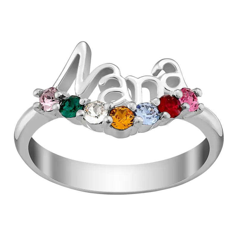 Sterling Silver NANA Family Birthstone Ring sold by Limoges Jewelry