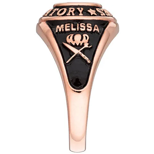 Ladies' 14K Rose Gold over Sterling Traditional Oval Birthstone Class Ring sold by Limoges Jewelry product image thumbnail 4