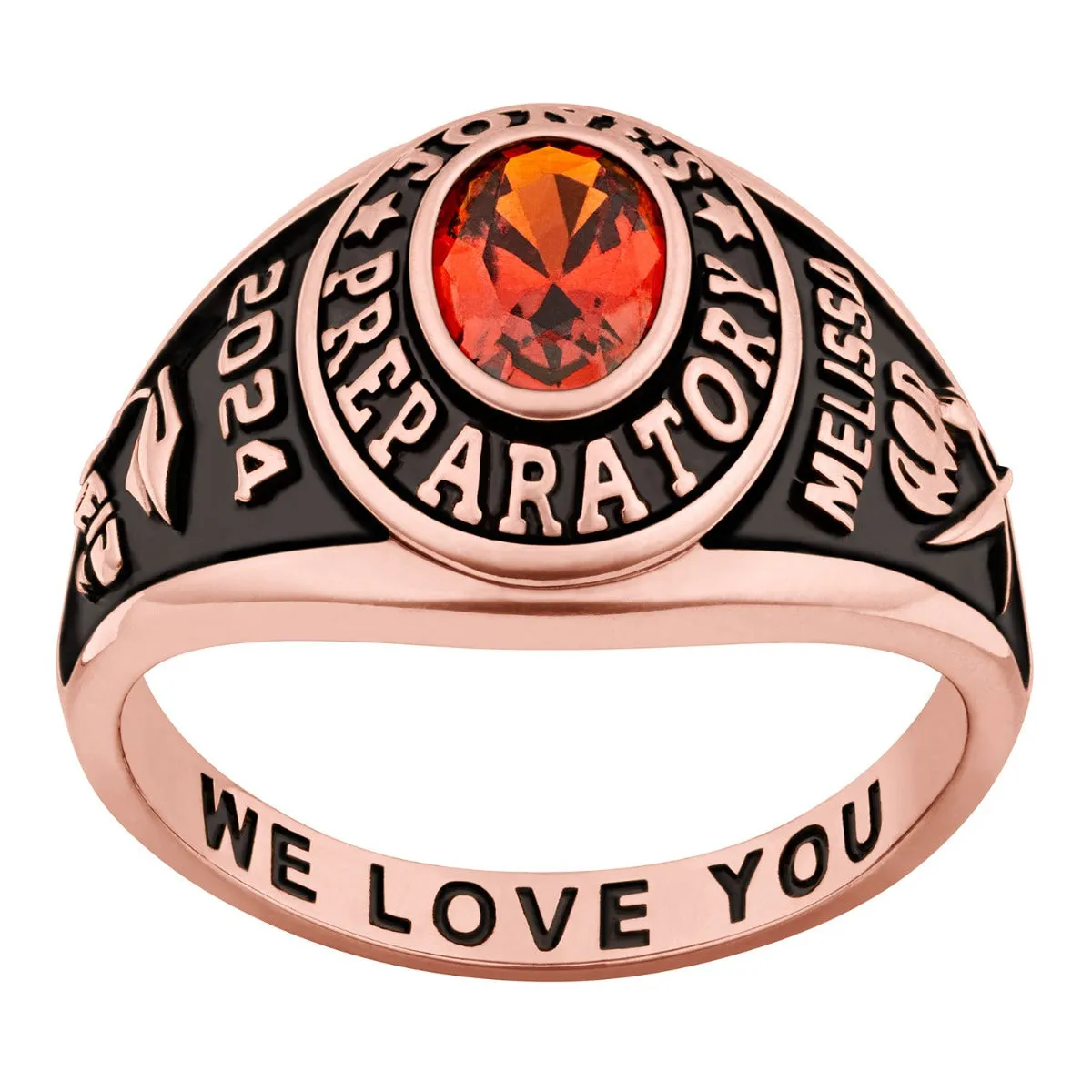 Ladies' 14K Rose Gold over Sterling Traditional Oval Birthstone Class Ring sold by Limoges Jewelry product image thumbnail 2