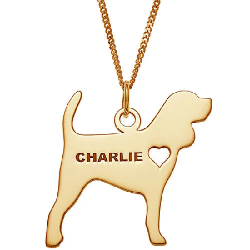 14K Gold Plated Beagle Silhouette Necklace sold by Limoges Jewelry