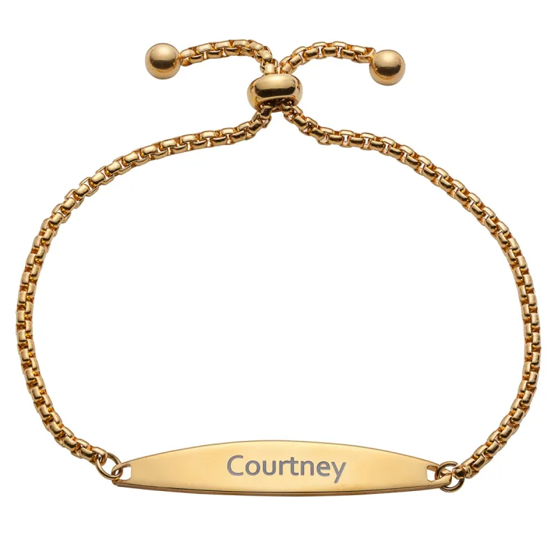 Stainless Steel Engraved Name Adjustable Gold Bracelet sold by Limoges Jewelry