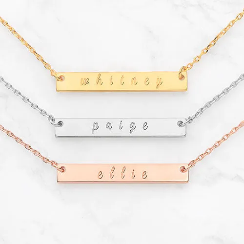 Sterling Silver Mini Bar Name Necklace sold by Limoges Jewelry