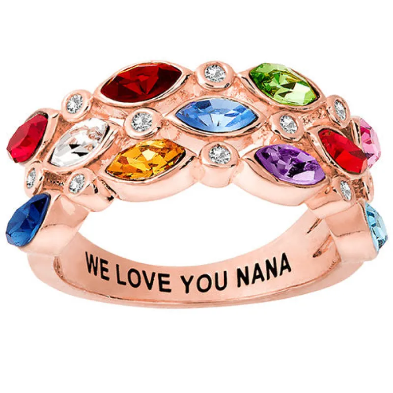 14K Rose Gold Plated Marquise Birthstone with Clear CZ Faux Stack Ring sold by Limoges Jewelry