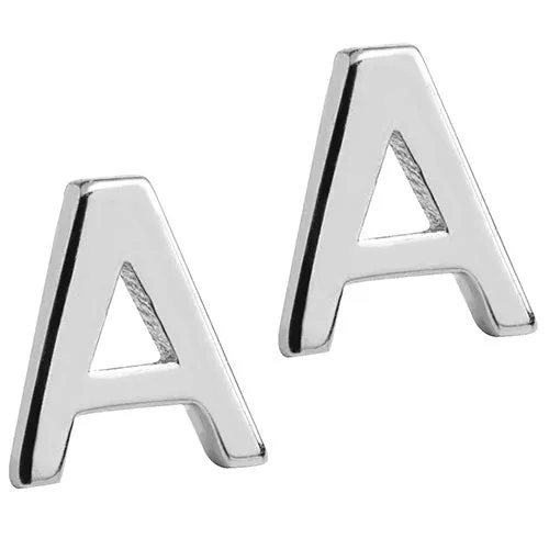 Sterling Silver Uppercase Initial Button Earring sold by Limoges Jewelry product image thumbnail 3