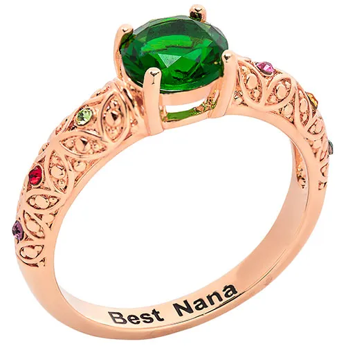 14K Rose Gold Plated Fine Filigree Family Birthstone Ring sold by Limoges Jewelry product image thumbnail 2