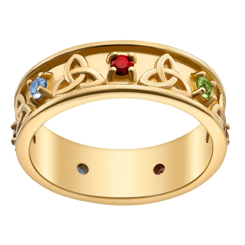 14K Gold over Sterling Family Celtic Birthstone Band Ring sold by Limoges Jewelry