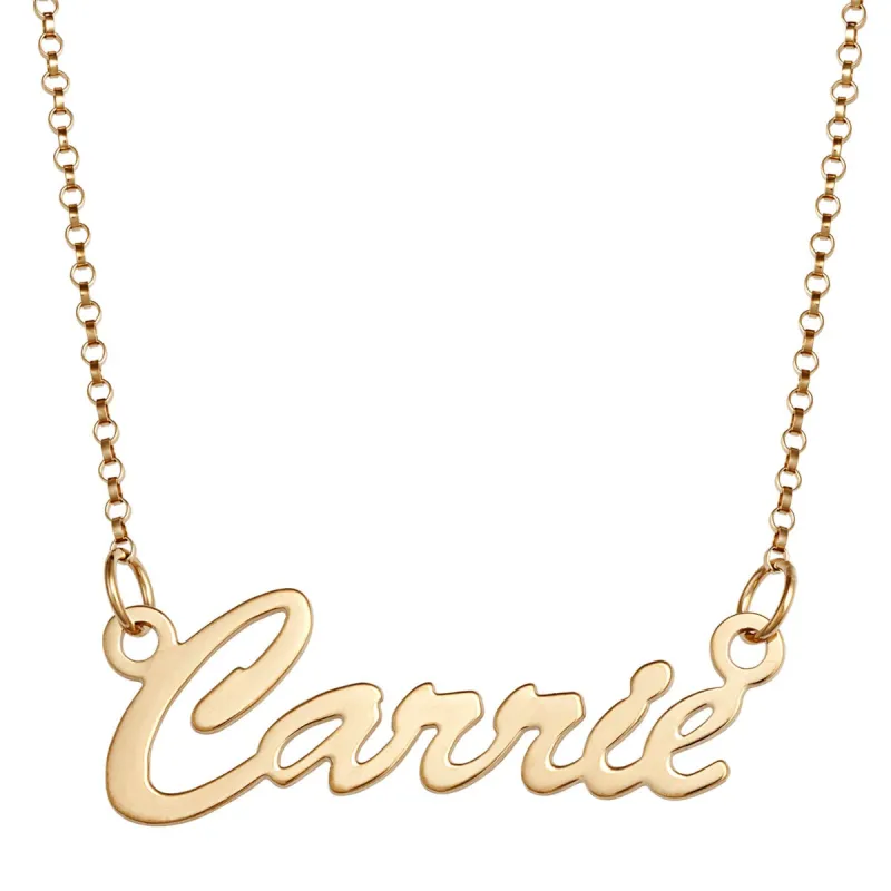18K Gold Over Sterling Hollywood Script Personalized Name Necklace sold by Limoges Jewelry
