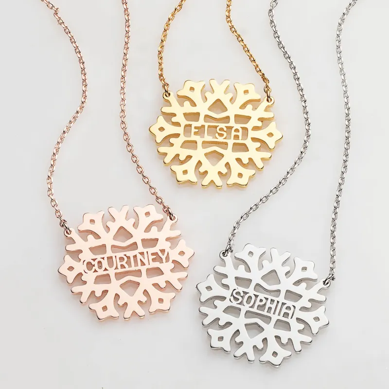 Snowflake Name Necklace Uppercase sold by Limoges Jewelry