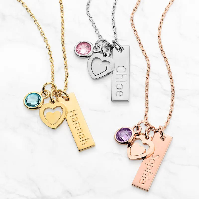 Mini Heart Personalized Charm Necklace sold by Limoges Jewelry