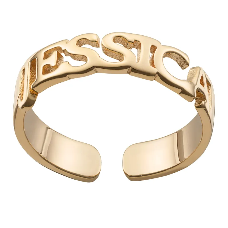 14K Gold Plated Personalized Name Ring sold by Limoges Jewelry