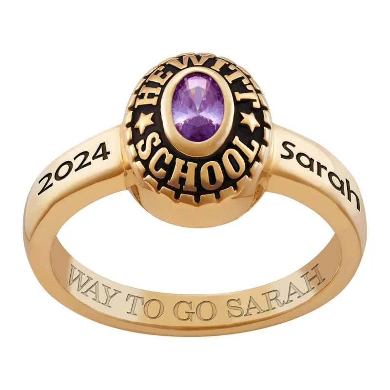 Ladies 14K Gold Plated Traditional Oval Stone Class sold by Limoges Jewelry