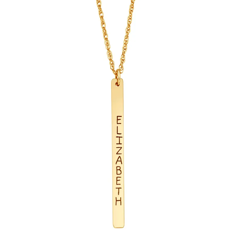ELIZABETH EDMONDS 10K Yellow Gold Vertical Long Bar Name Pendant sold by Limoges Jewelry