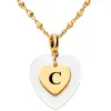 White Pearl Heart Initial Necklace sold by Limoges Jewelry