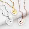 White Pearl Heart Initial Necklace sold by Limoges Jewelry