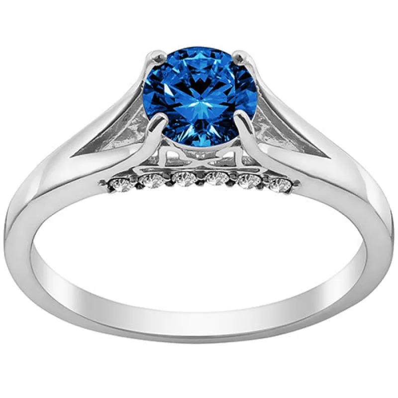 Silver Plated Simulated Sapphire and Clear Crystal Ring sold by Limoges Jewelry