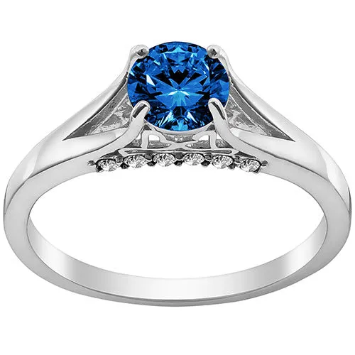 Silver Plated Simulated Sapphire and Clear Crystal Ring sold by Limoges Jewelry