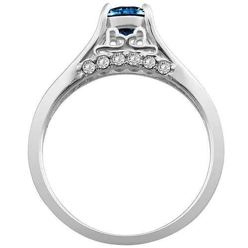 Silver Plated Simulated Sapphire and Clear Crystal Ring sold by Limoges Jewelry product image thumbnail 3