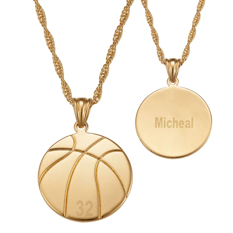 Engraved Basketball Necklace sold by Limoges Jewelry