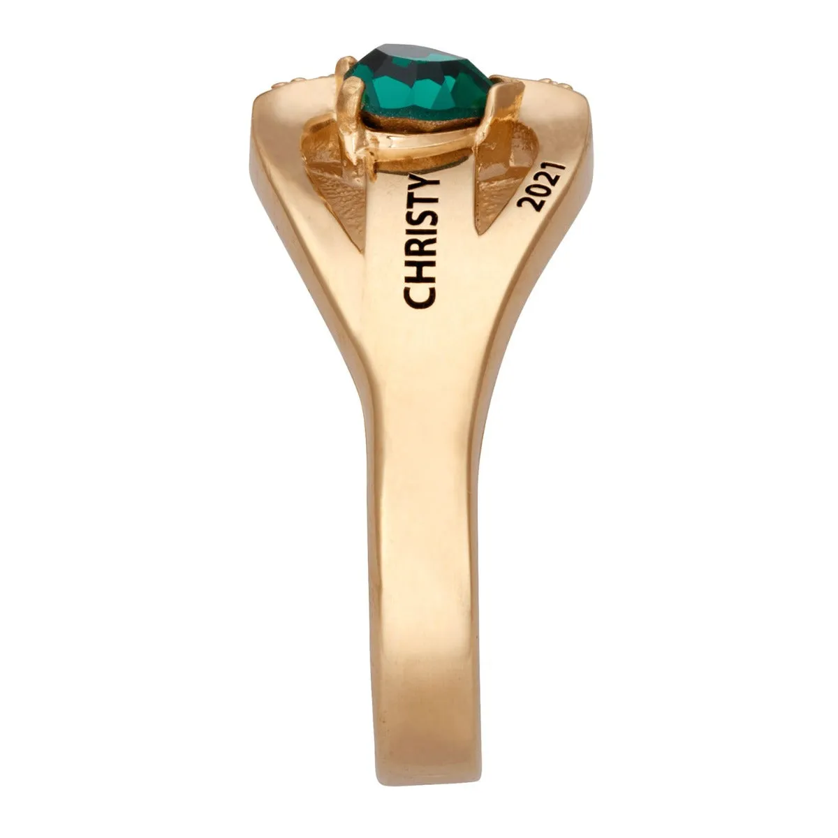 14K Gold over Sterling Freestyle Heart Birthstone Class Ring with CZ sold by Limoges Jewelry product image thumbnail 3