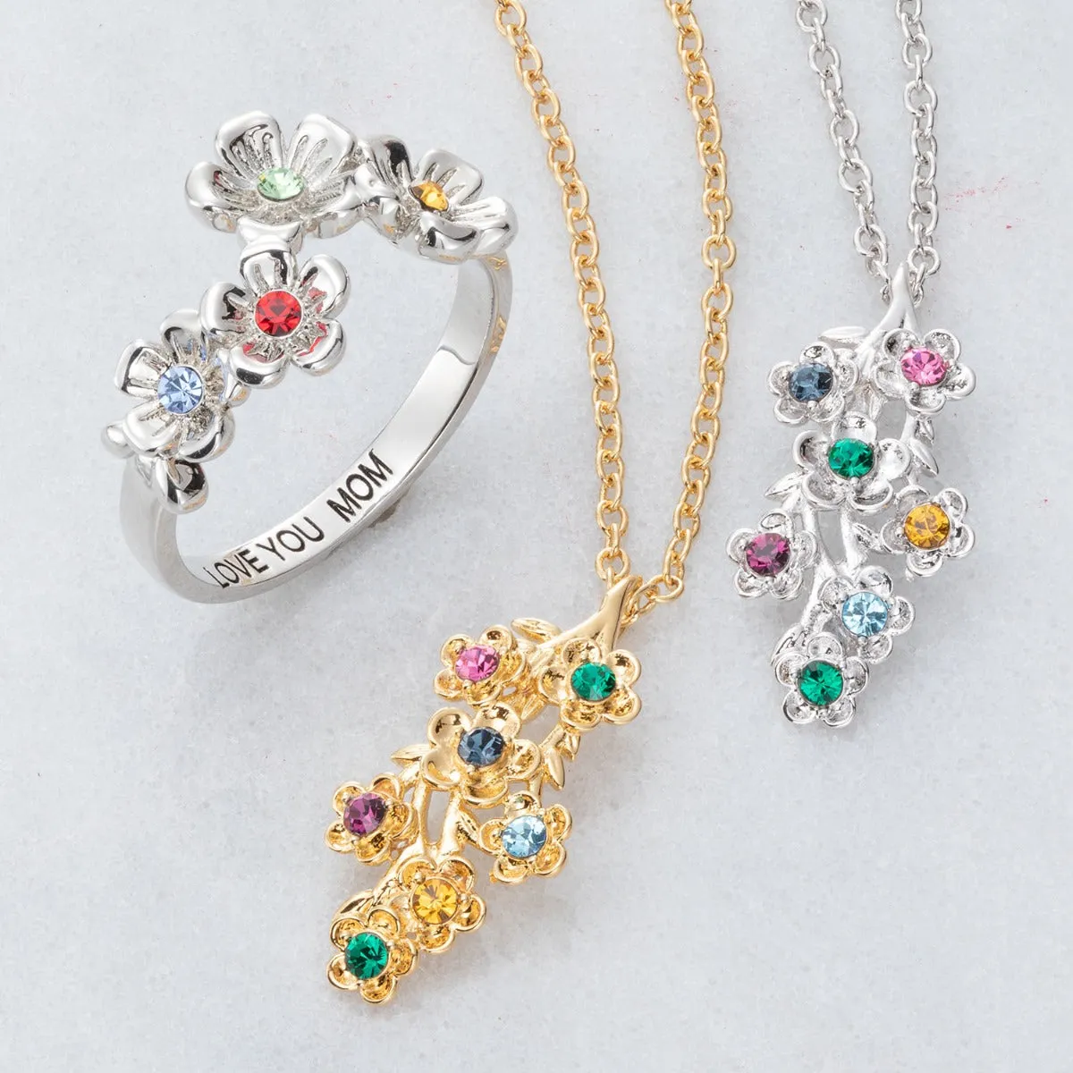 Silver Plated Birthstone Flower Pendant sold by Limoges Jewelry product image thumbnail 3