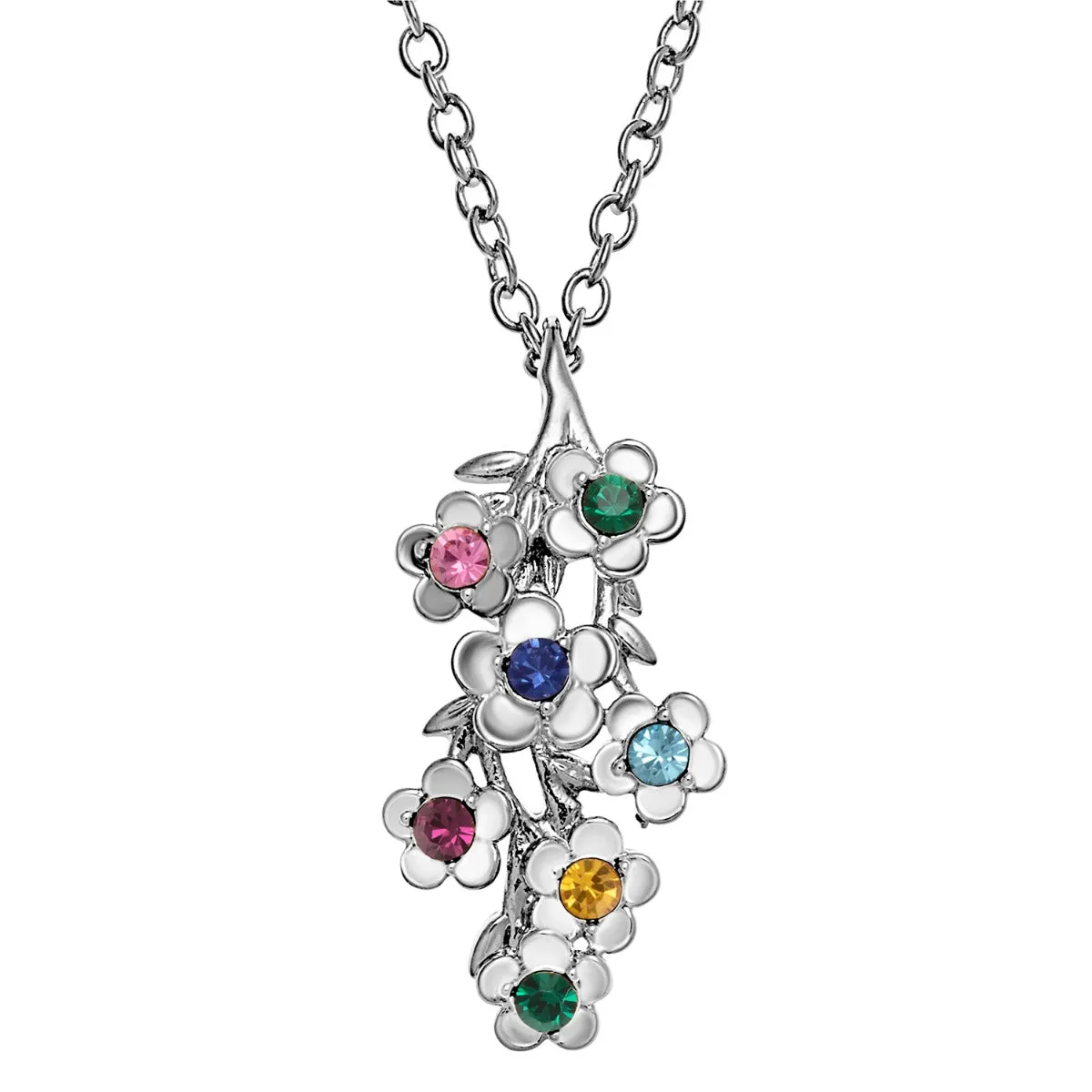 Silver Plated Birthstone Flower Pendant sold by Limoges Jewelry
