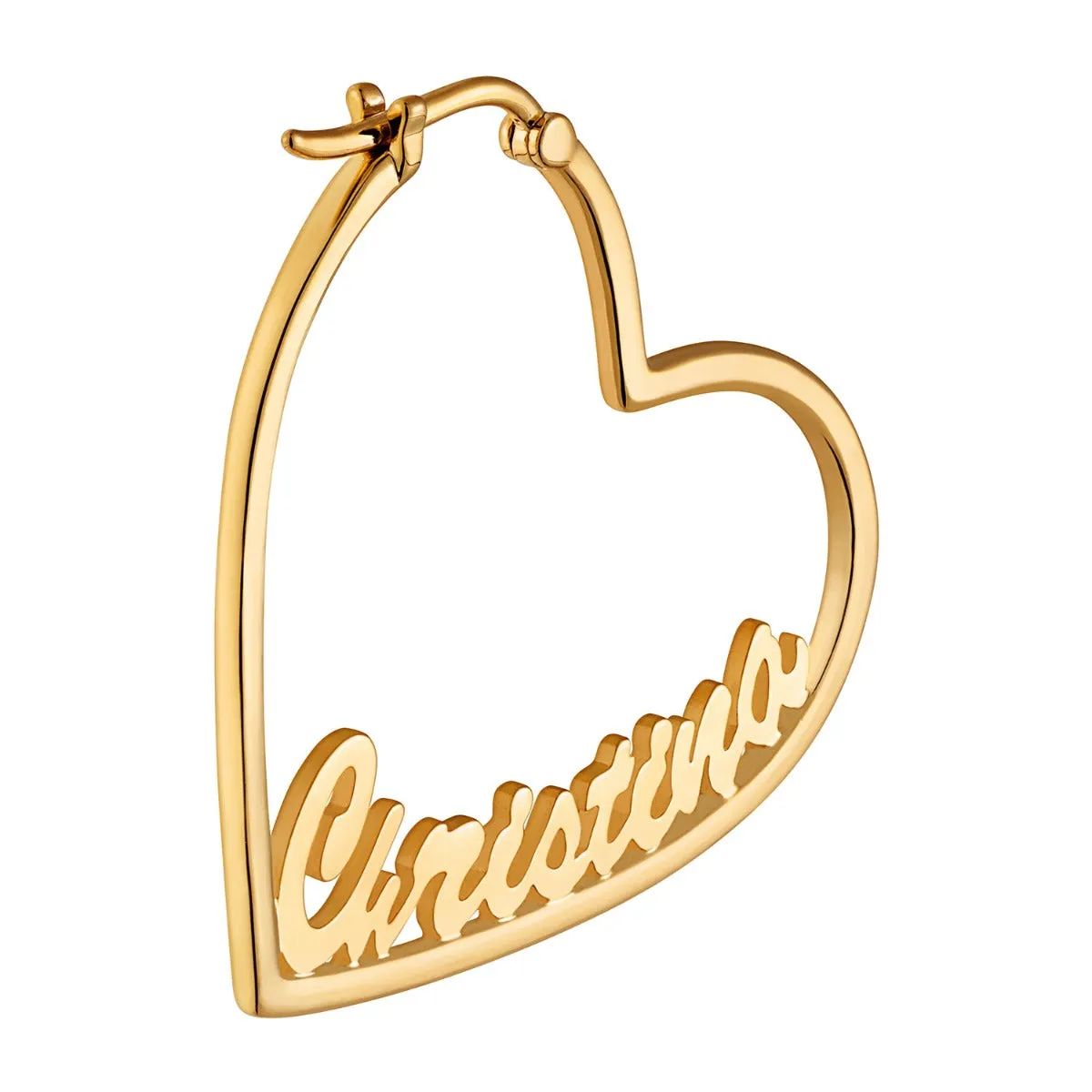 14K Gold Plated Personalized Script Nameplate Small Heart Hoop Earrings sold by Limoges Jewelry product image thumbnail 2