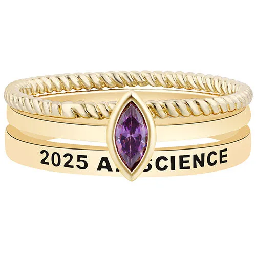 Women's Gold over Sterling Marquise Birthstone Stackable Class Ring sold by Limoges Jewelry product image thumbnail 3