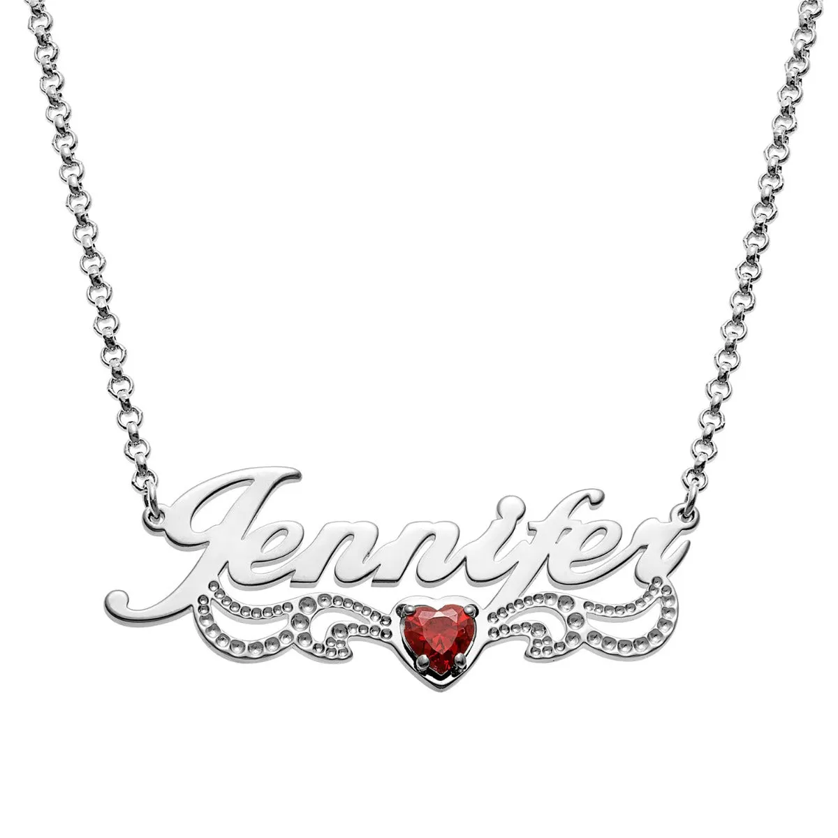 Personalizled Name with Birthstone Scroll Plaque Necklace sold by Limoges Jewelry product image thumbnail 2