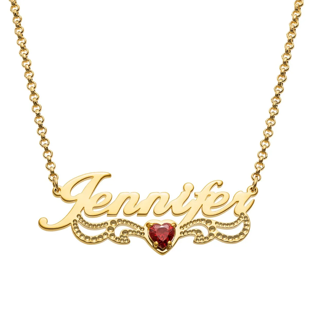Personalizled Name with Birthstone Scroll Plaque Necklace sold by Limoges Jewelry product image thumbnail 4
