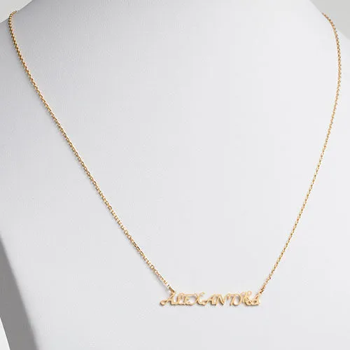 10K Yellow Gold Fancy Script Uppercase Name Necklace sold by Limoges Jewelry product image thumbnail 2