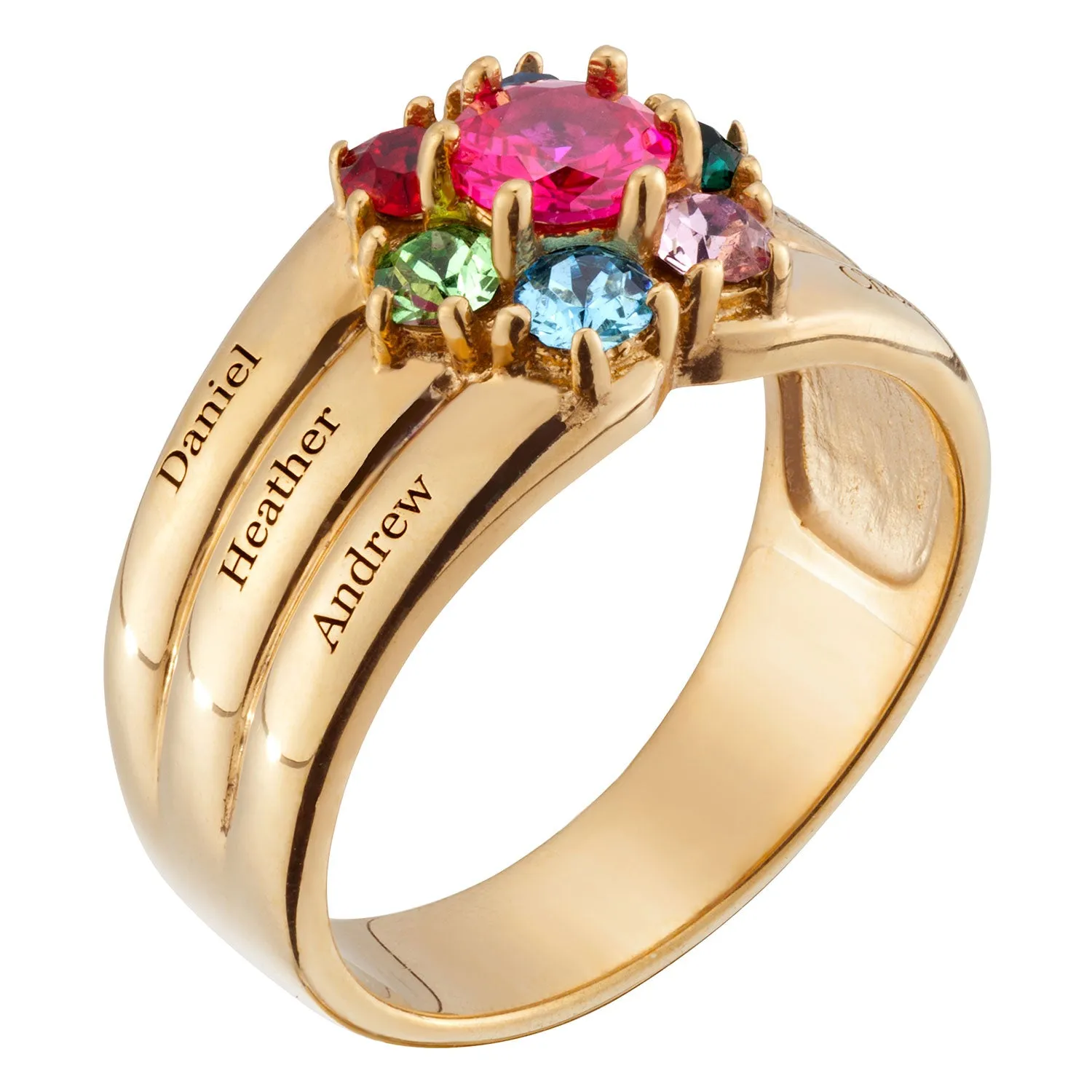 14K Gold over Sterling Mother's Round Birthstone Family Name Ring sold by Limoges Jewelry product image thumbnail 2