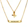 Personalized Birthstone Butterfly and Engraved Bar Layered Necklace sold by Limoges Jewelry