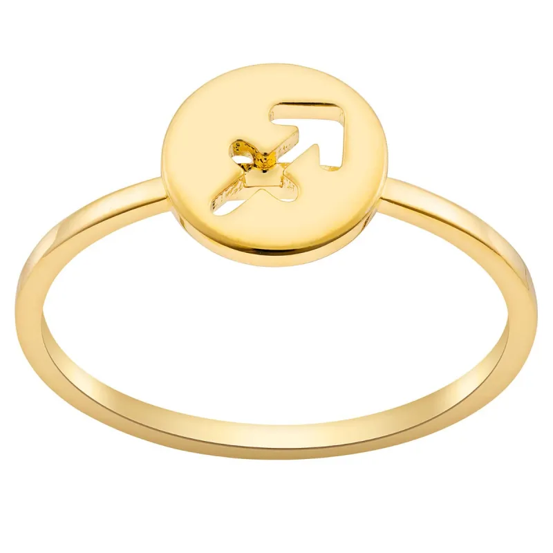 14K Gold over Sterling Cutout Disc Zodiac Sign Stack Ring sold by Limoges Jewelry