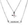 Personalized Birthstone Butterfly and Engraved Bar Layered Necklace sold by Limoges Jewelry