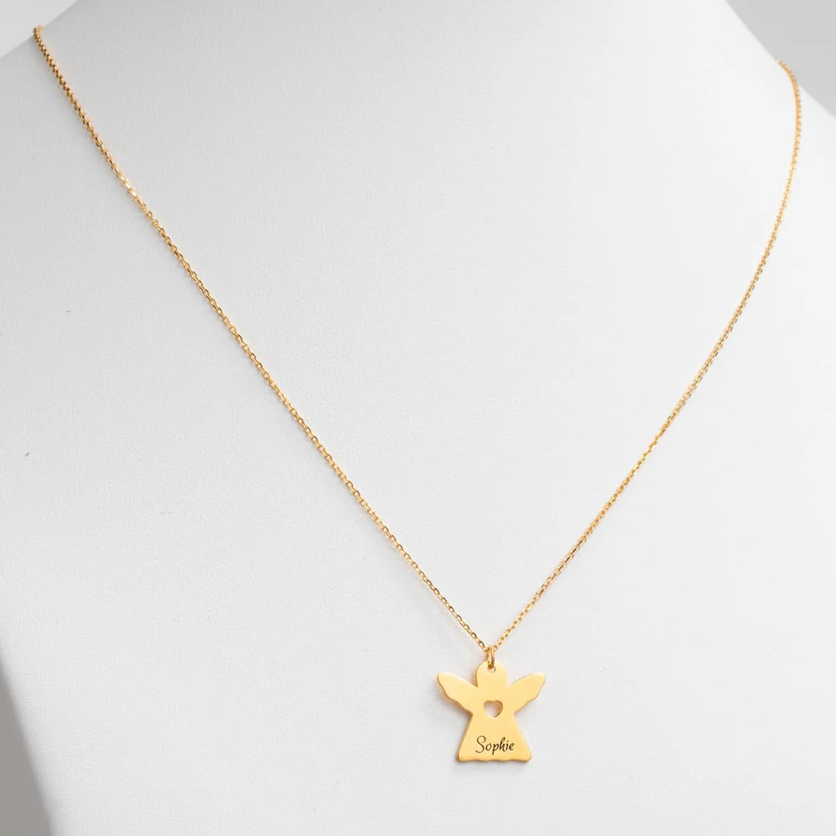 14K Gold Plated Engraved Name Angel with Cutout Heart Necklace sold by Limoges Jewelry product image thumbnail 2