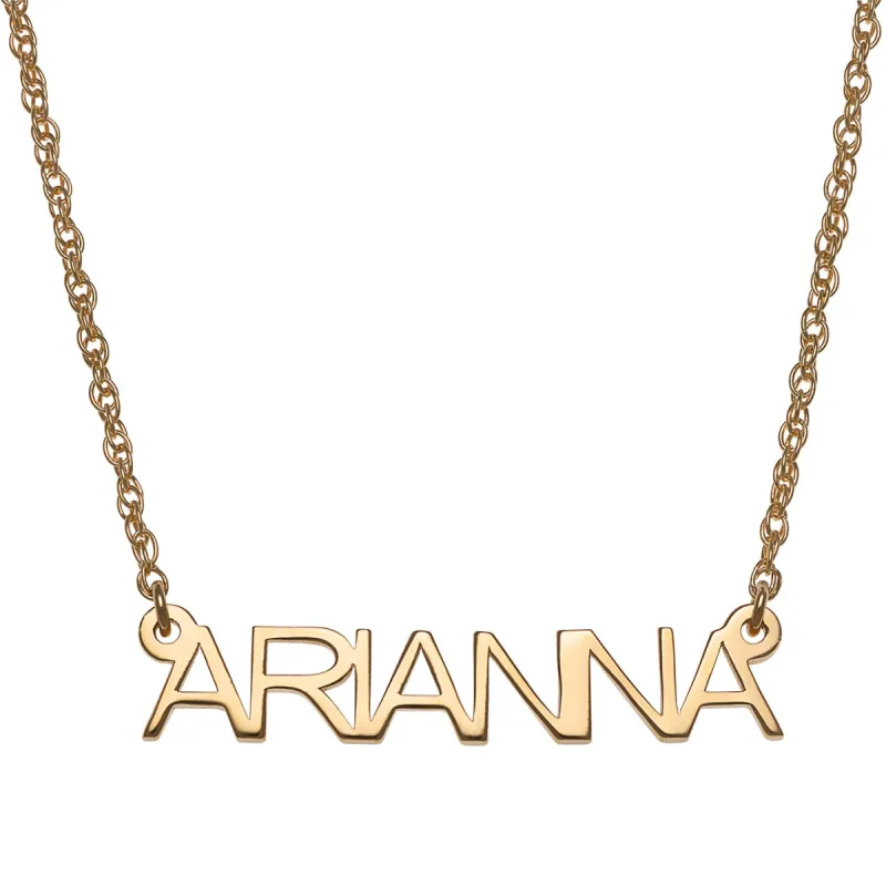14K Gold over Sterling Petite Uppercase Name Necklace sold by Limoges Jewelry