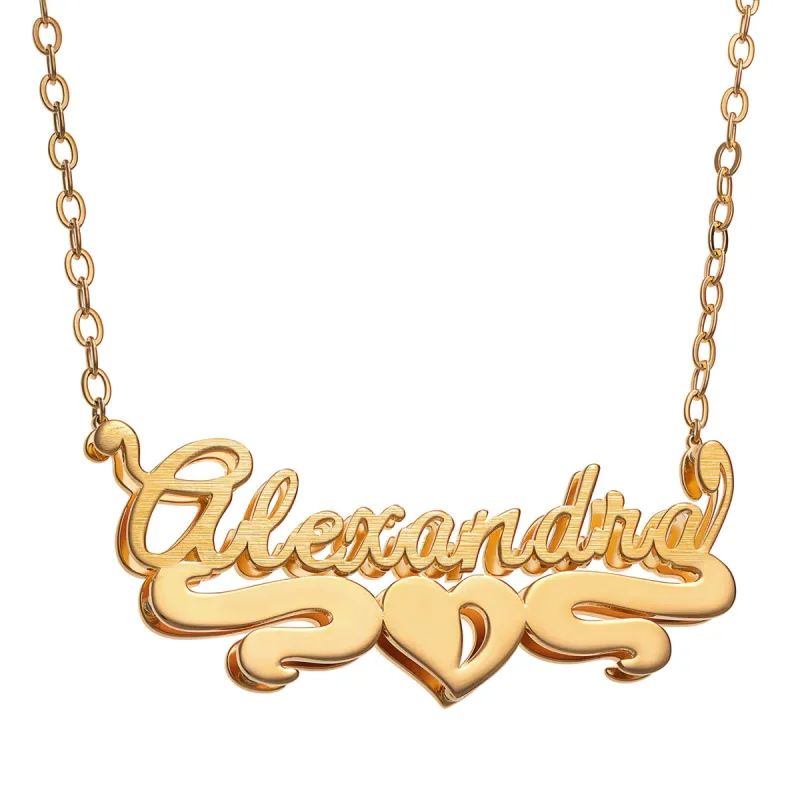 Personalized 14K Gold over Sterling Double Nameplate Necklace sold by Limoges Jewelry