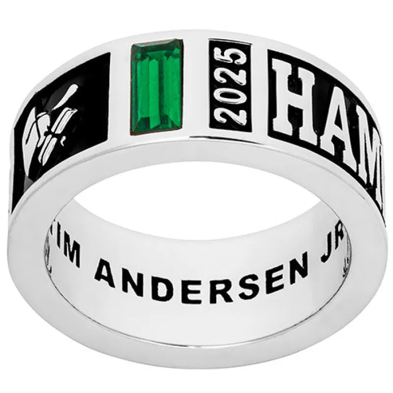 Men's Silver Plated Decorated Band Class Ring sold by Limoges Jewelry