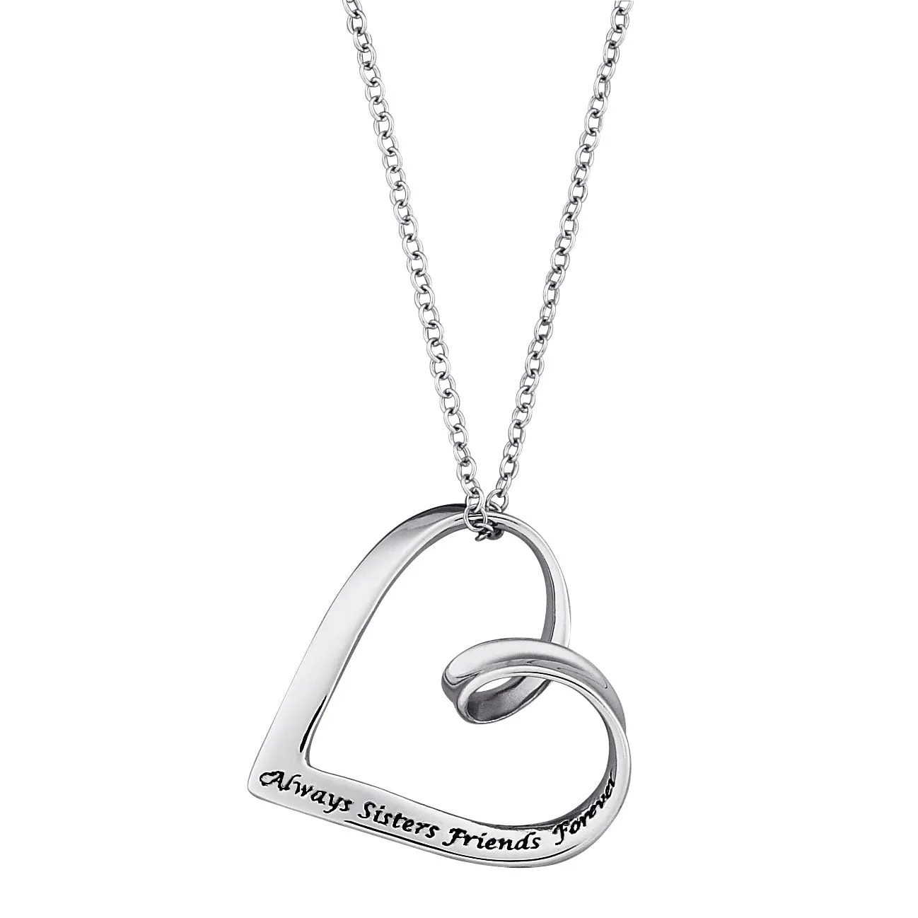Sterling Silver Sisters Sentiment Heart Necklace sold by Limoges Jewelry