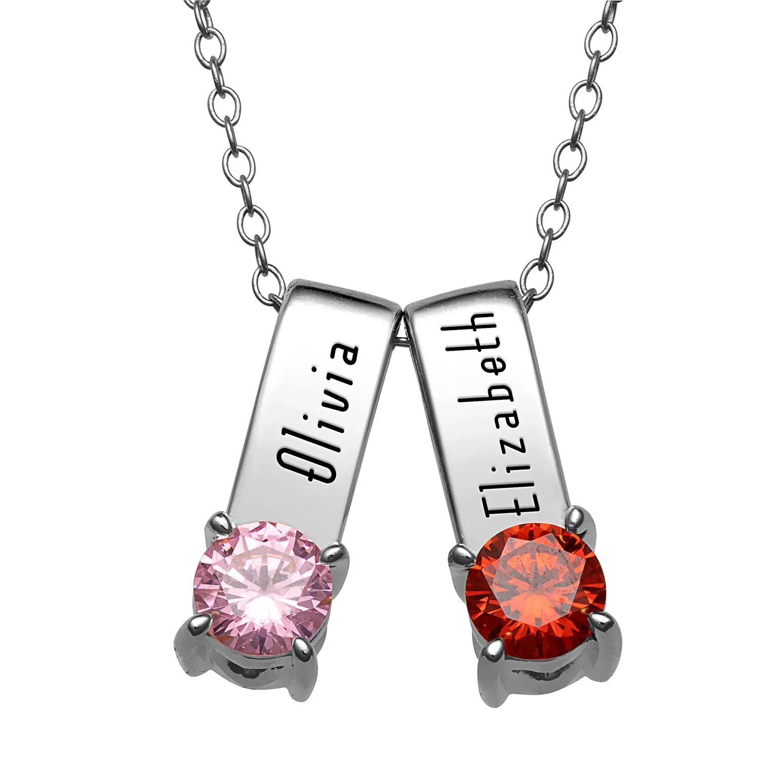 Sterling Silver Name and Round Birthstone Charm 2 Piece Pendant sold by Limoges Jewelry