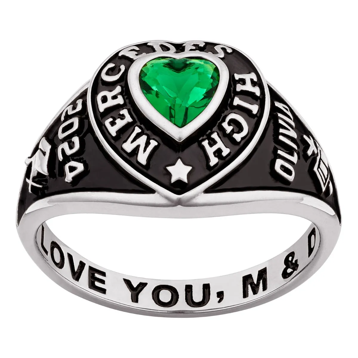 Ladies' Celebrium Traditional Heart Birthstone Class Ring sold by Limoges Jewelry