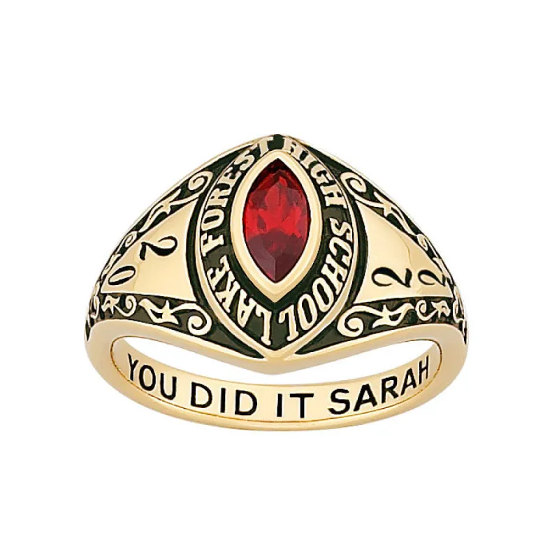 18K Gold over Sterling Ladies' Mid-size Marquise Class Ring sold by Limoges Jewelry