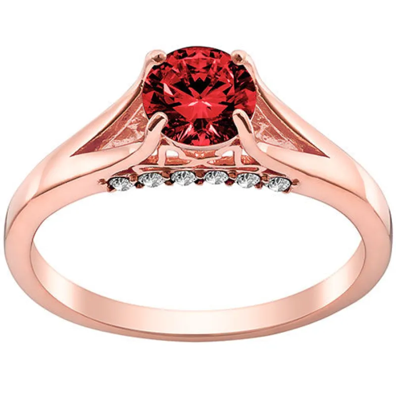 14K Rose Gold Plated Simulated Garnet and Clear Crystal Ring sold by Limoges Jewelry