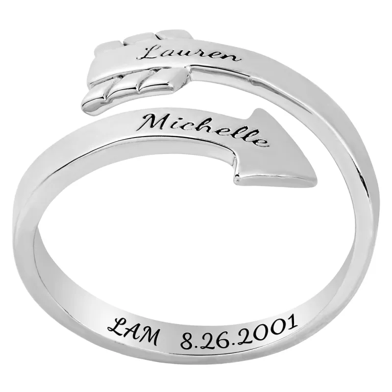 Silver Engraved Bypass Arrow Ring sold by Limoges Jewelry