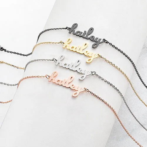 Stainless Steel Lowercase Script Name Anklet sold by Limoges Jewelry