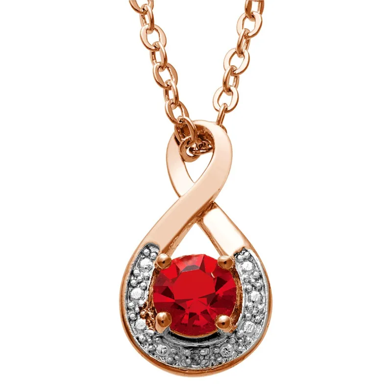 14K Rose Gold Plated Birthstone Necklace with Diamond Accents sold by Limoges Jewelry