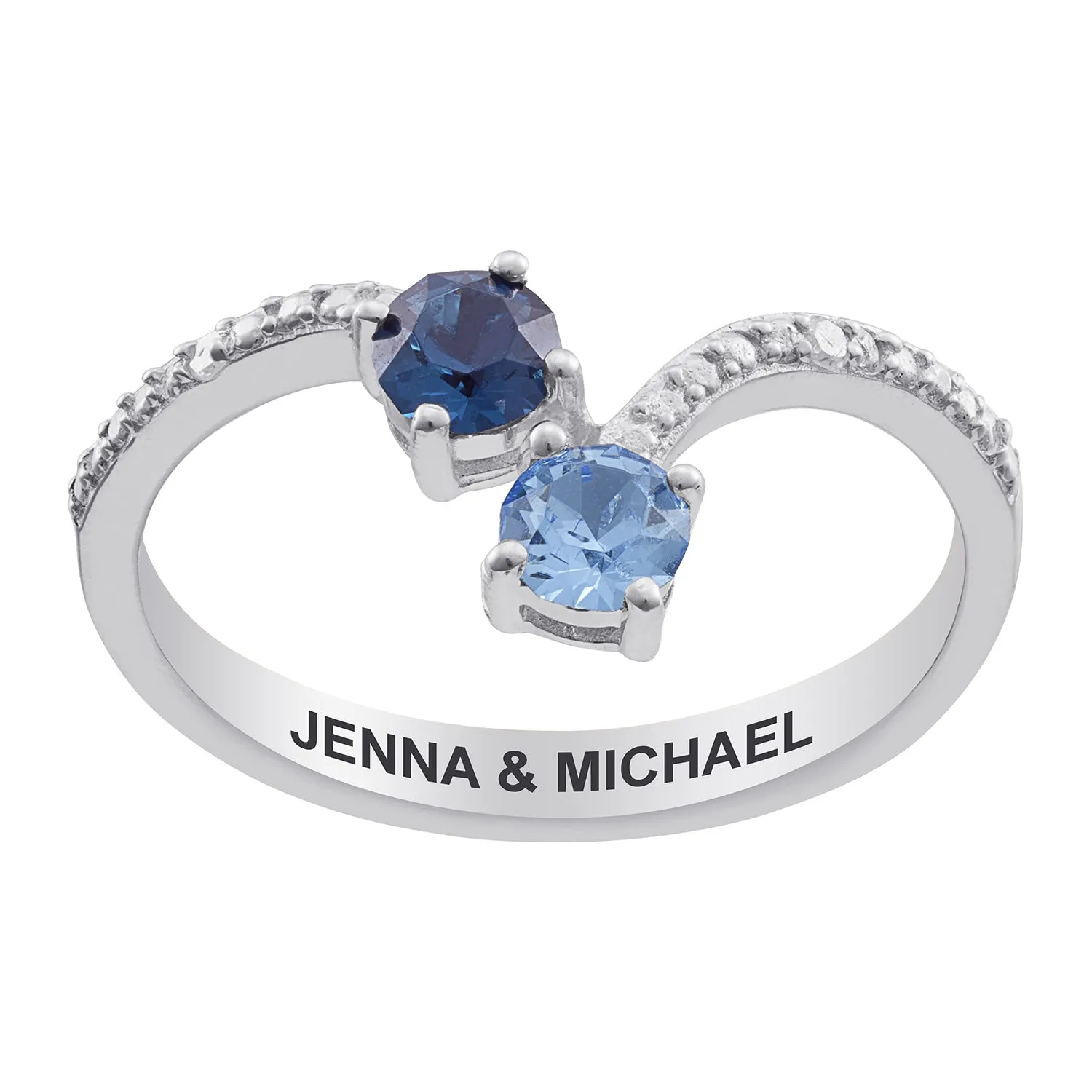 Sterling Silver Couple's Birthstone and Diamond Accent Ring sold by Limoges Jewelry