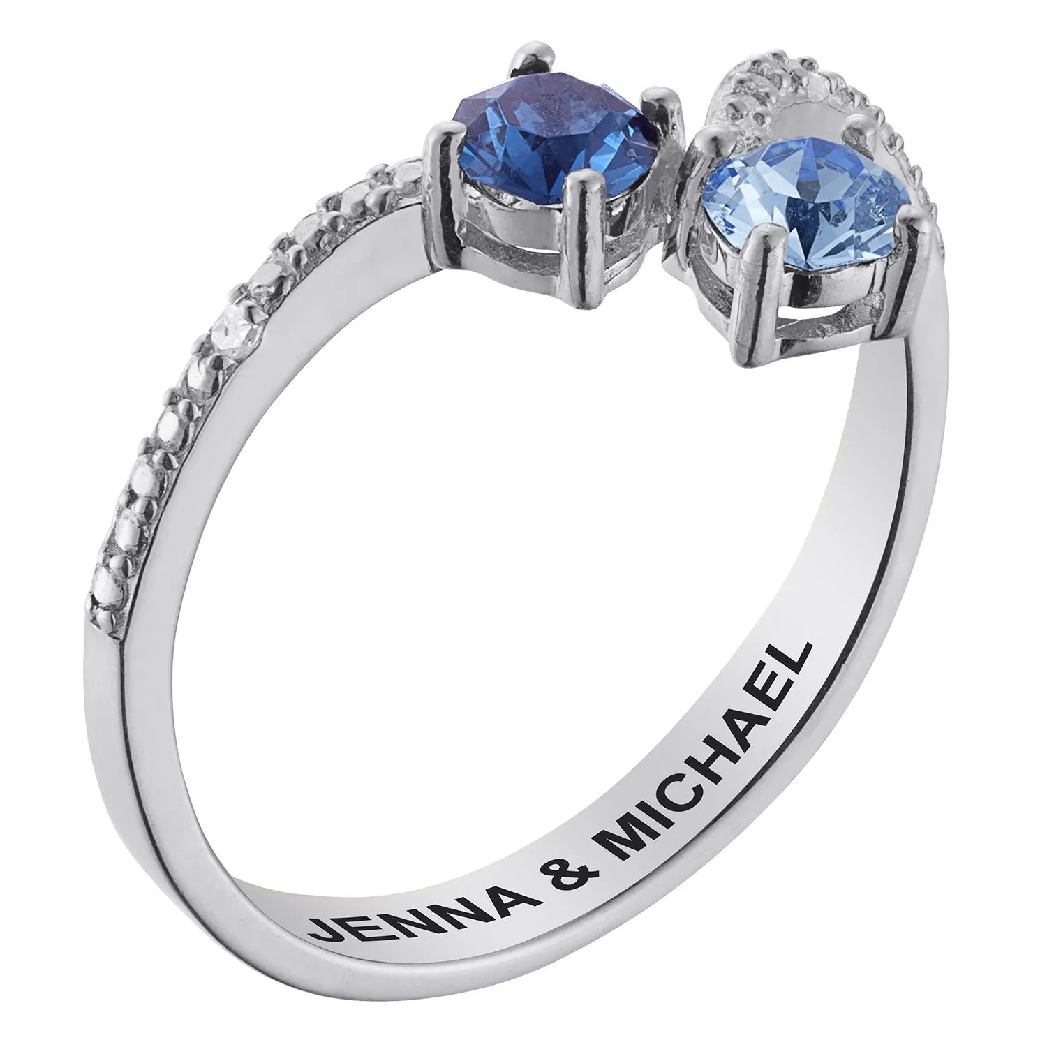 Sterling Silver Couple's Birthstone and Diamond Accent Ring sold by Limoges Jewelry product image thumbnail 2