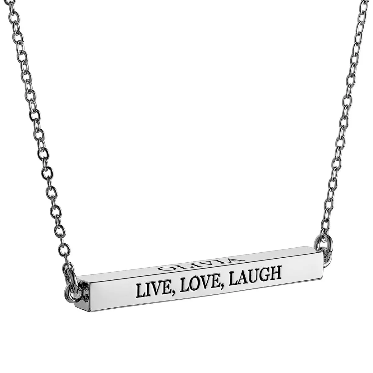 Horizontal 4-sided Bar 'Live, Love, Laugh' Engraved Necklace sold by Limoges Jewelry product image thumbnail 2