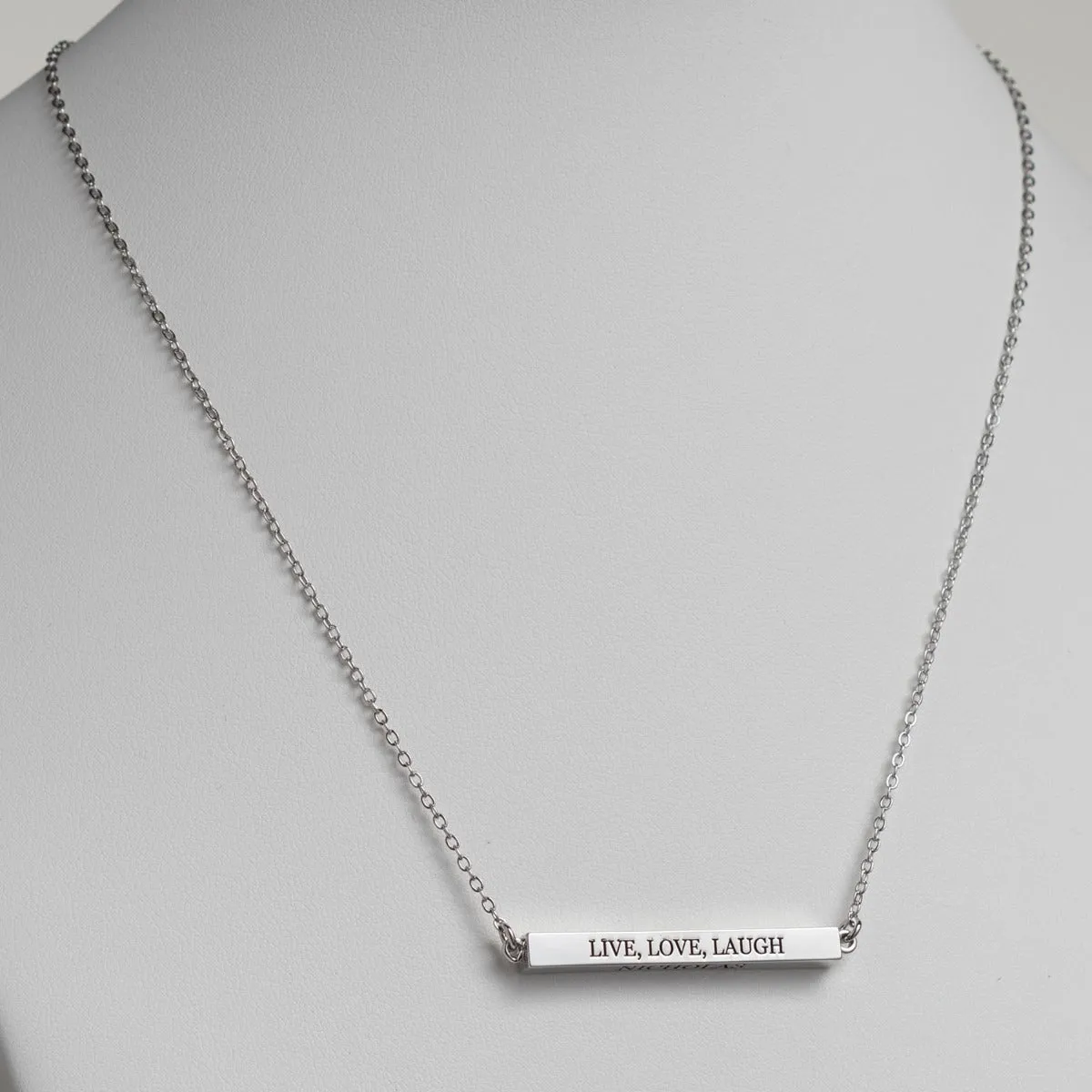 Horizontal 4-sided Bar 'Live, Love, Laugh' Engraved Necklace sold by Limoges Jewelry product image thumbnail 4
